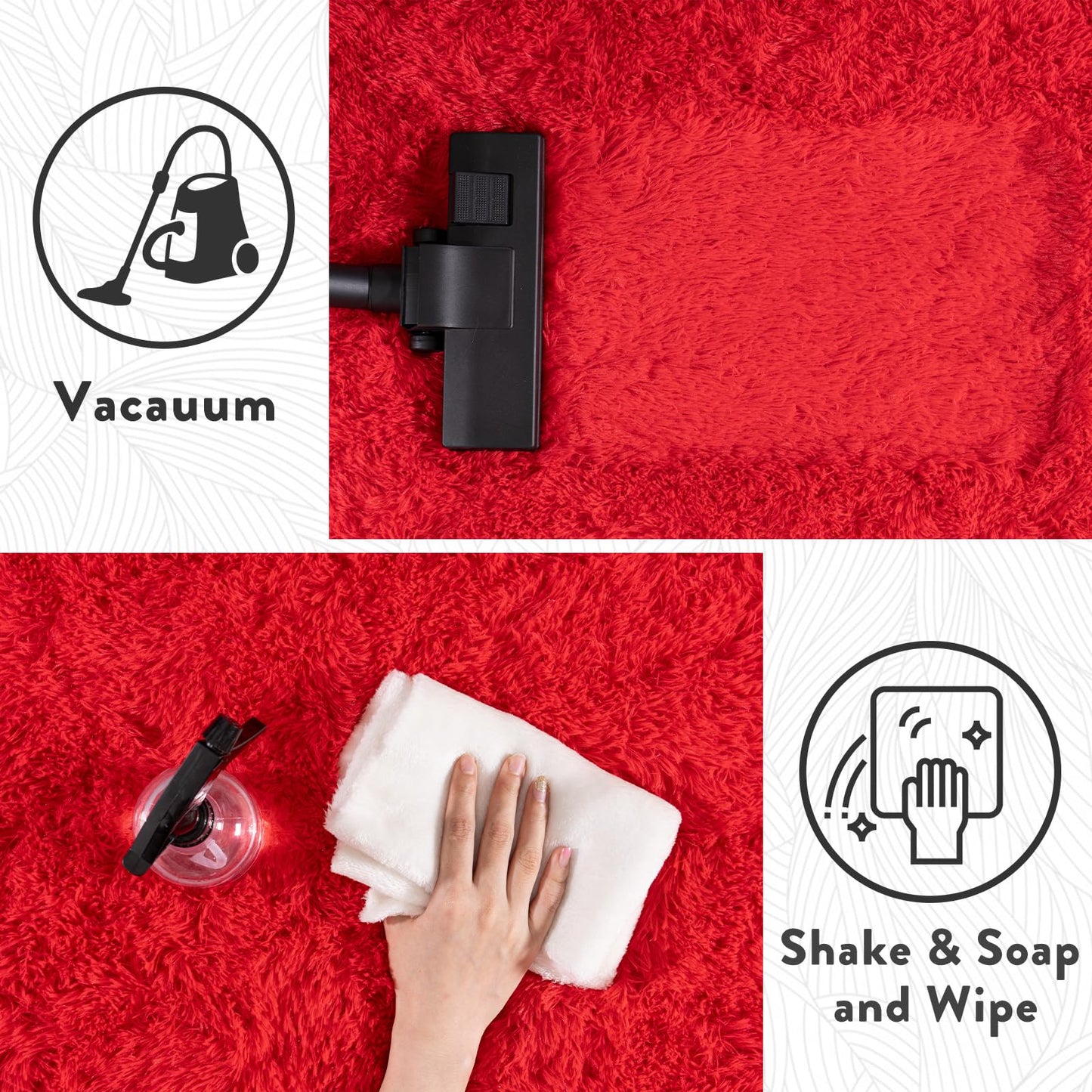 Large Shag Rugs 6 x 9, Red Fluffy Area Rug for Living Room, Soft Fuzzy Plush Carpet for Bedroom Girls Kids Room, Indoor Shaggy Rug for Home Decor Aesthetic, Upgrade Non-Slip