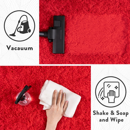 Large Shag Rugs 6 x 9, Red Fluffy Area Rug for Living Room, Soft Fuzzy Plush Carpet for Bedroom Girls Kids Room, Indoor Shaggy Rug for Home Decor Aesthetic, Upgrade Non-Slip