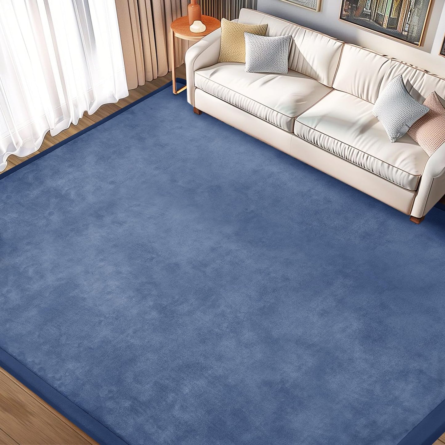 ILPEOD Baby Play Mat for Floor Nursery Rug Muscle Mat Area Rug Playroom Rug 79"x158" Playpen Mat Elastic Foam 1.3" Thick Crawling Mat for Babies,Toddlers, Infants, Kids,Sapphire Blue