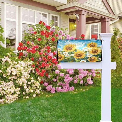 Mailbox Covers Sunflower Daisy Flower Art Magnetic Letter Post Box Cover Standard Size 25.5 x 21 Inch Garden Yard Home Decorative