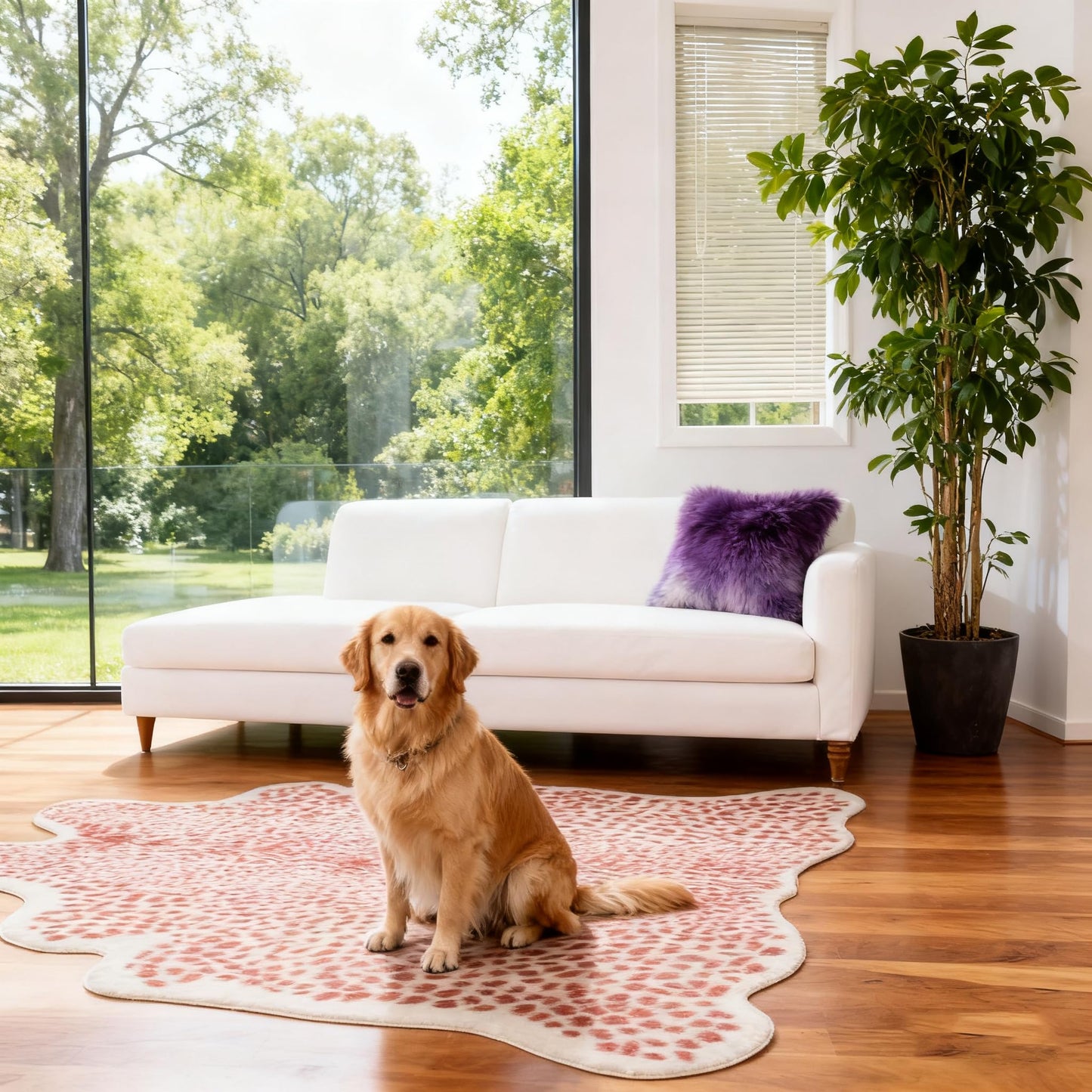 Mibathni Pink Cheetah Print Rug, Leopard Rug Faux Cowhide Animal Skin Fur Hide Cheetah Area Rug Carpet for Living Room Bedroom Western Decor 6.7 x 5.2ft