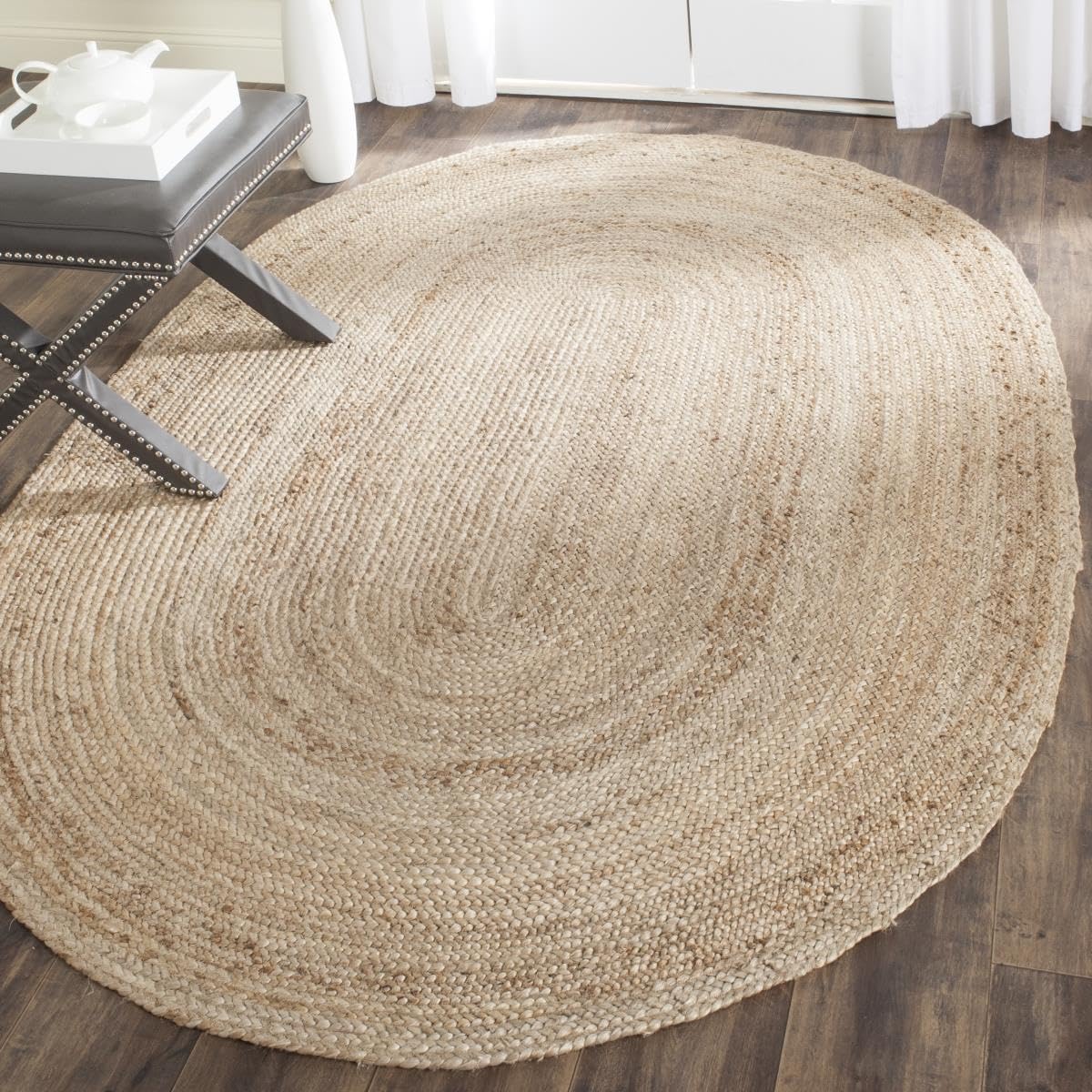 SAFAVIEH Area Rug 3x5 Oval - Cape Cod Collection - Natural Brown, Handmade Braided Flat Weave Jute (CAP252A)