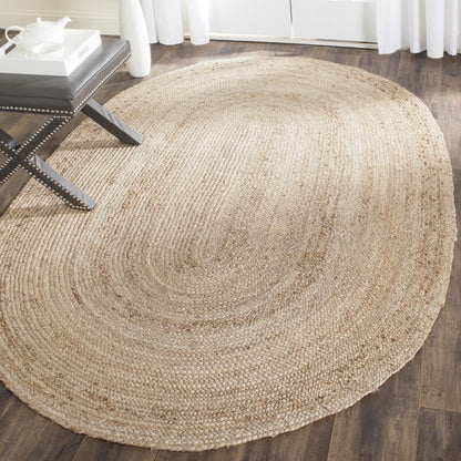 SAFAVIEH Area Rug 3x5 Oval - Cape Cod Collection - Natural Brown, Handmade Braided Flat Weave Jute (CAP252A)