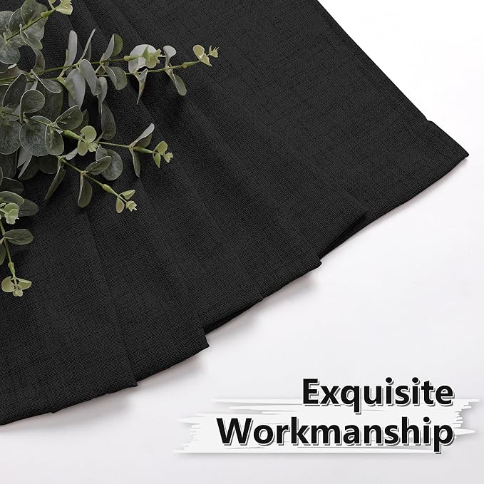 Tollpiz Linen Curtains Bedroom Rod Pocket Semi Sheer Curtain Burlap Light Filtering Thick Linen Drapes for Living Room, 54 x 84 inches Long, Black, Set of 2 Panels