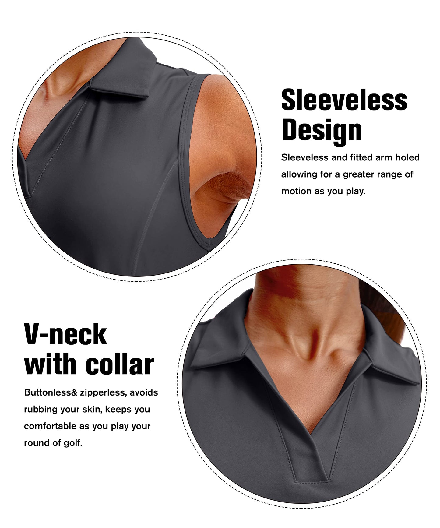 G Gradual Women's Sleeveless Golf Polo Shirts Tennis Quick Dry Collared Tank Tops V-Neck Polos for Women(Gray,XS)