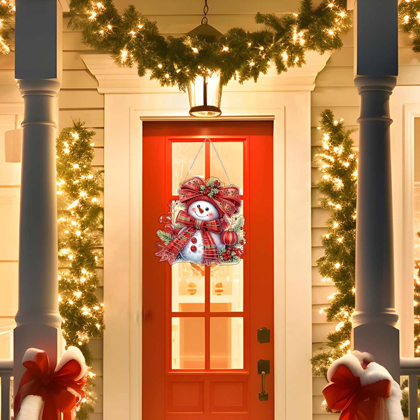 Diamond Art Hanging Kit for Adult,Special Shaped Rhinestone,DIY Acrylic Diamond Art Painting Window Pendants Home Garden Wall Hanging Kits Hanging Ornament,Double Sided. (Christmas Snowman)