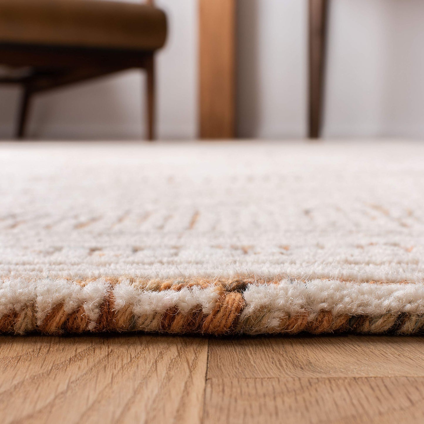 SAFAVIEH Abstract Collection Accent Rug - 3' x 5', Ivory & Rust, Handmade Wool, Ideal for High Traffic Areas in Entryway, Living Room, Bedroom (ABT340P)