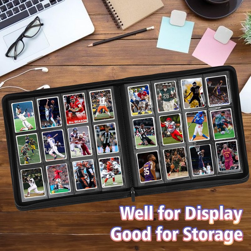 12 Pocket Card Binder, 720 Pockets PU Leather Zipper Trading Card Collection Album, Side-Loading Card Storage Folders for MTG, TCG, Game/Sport Crads (Pink, 12 Pockets)