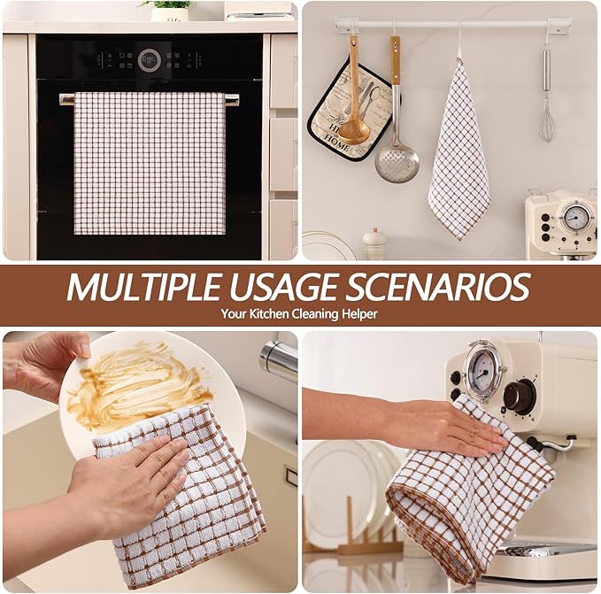Homaxy Kitchen Towels and Dishcloths Set, 16 x 25 and 12 x 12 Inches, Super