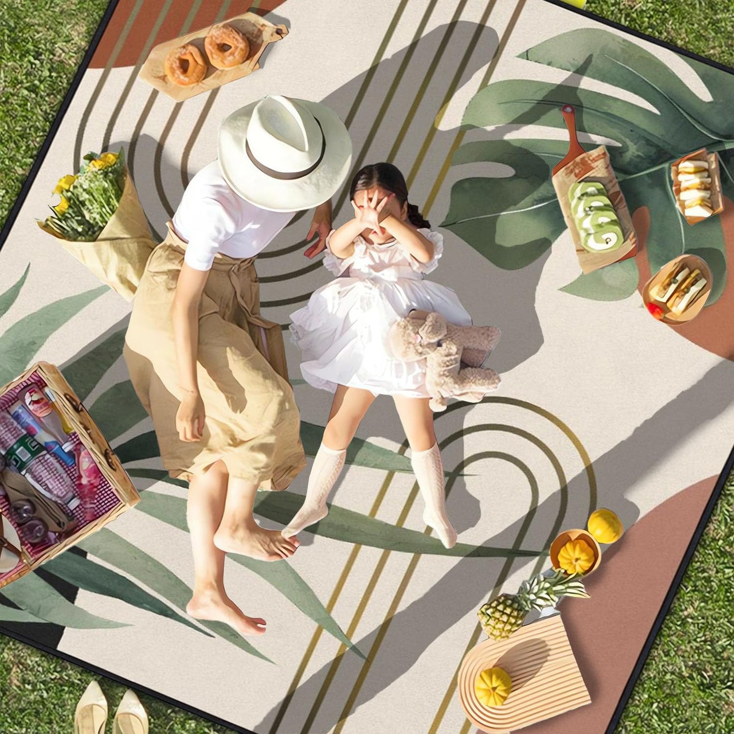 QXWREL Extra Large Picnic Outdoor Blanket Waterproof and Sandproof Picnic Mat for Beach Foldable Camping Accessories for Grass Lawn Park