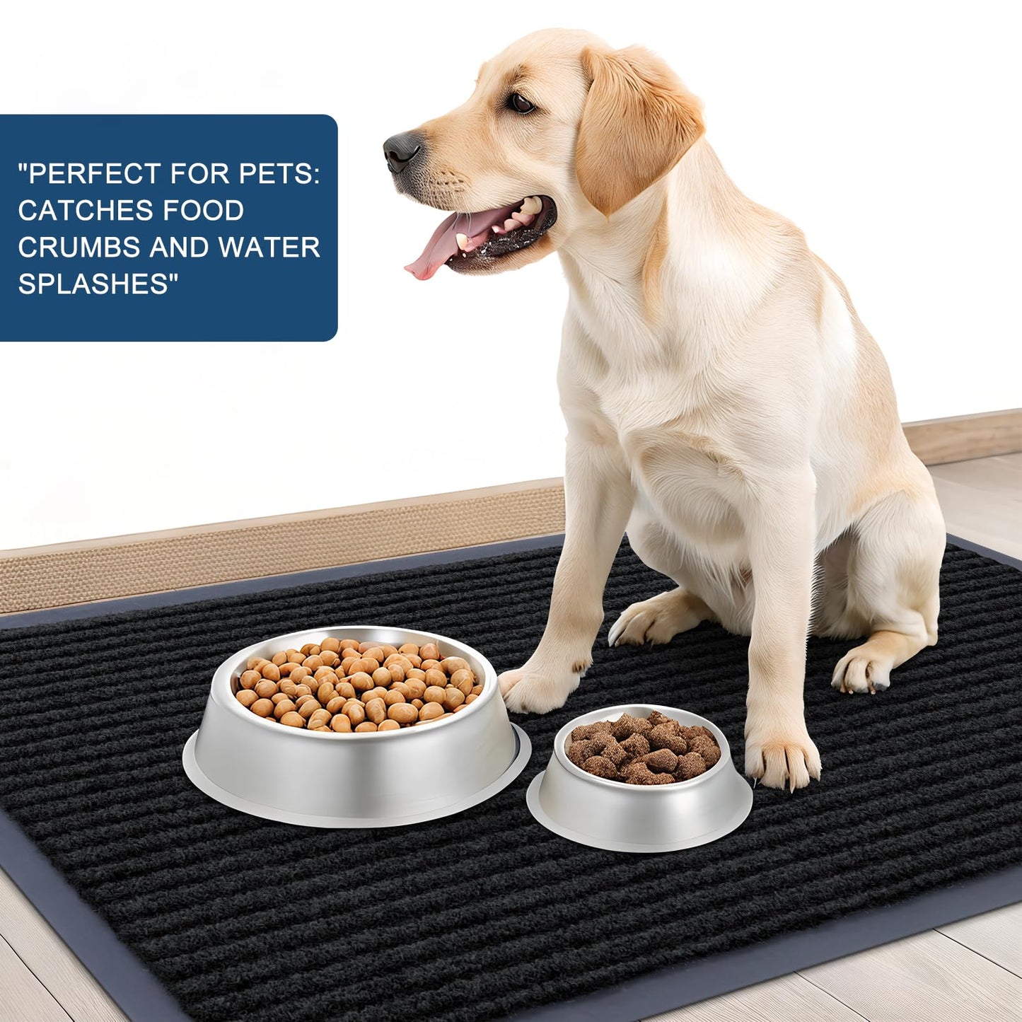 OLANLY Front Door Mat Indoor Outdoor Entrance, Waterproof Heavy Duty Doormat, Fade Resistant, Low Profile, Easy Clean Patio Porch Welcome Floor Mats for Entry, 59x34, Black
