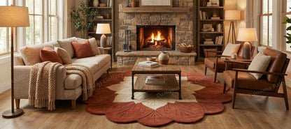 Panama Rug Gallery Hand Tufted Wool Area Rug New Zealand Wool High Pile Floral Shaped Carpet with Cotton Backing Shed and Stain Resistant Modern Designer Rug for Living Room Bedroom Kids Room(5x5ft)