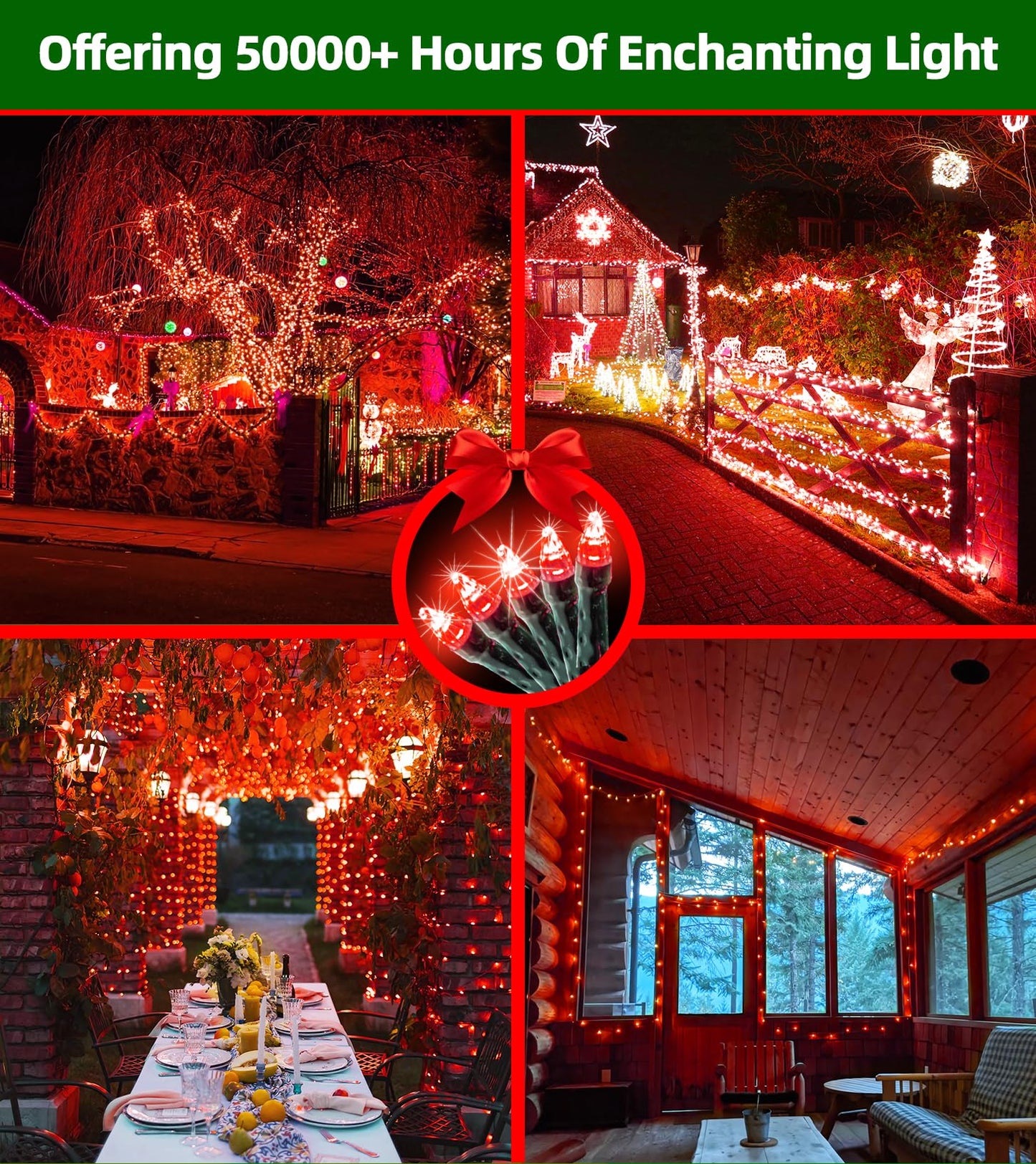 QUHUATU 750 LED 240FT Valentine Lights Outdoor,12 Lighting Modes Valentines DayDecorations with Timer, Dimmable Plug in Red LED StringLights Waterproof for Yard Tree Wedding Party Holiday Red