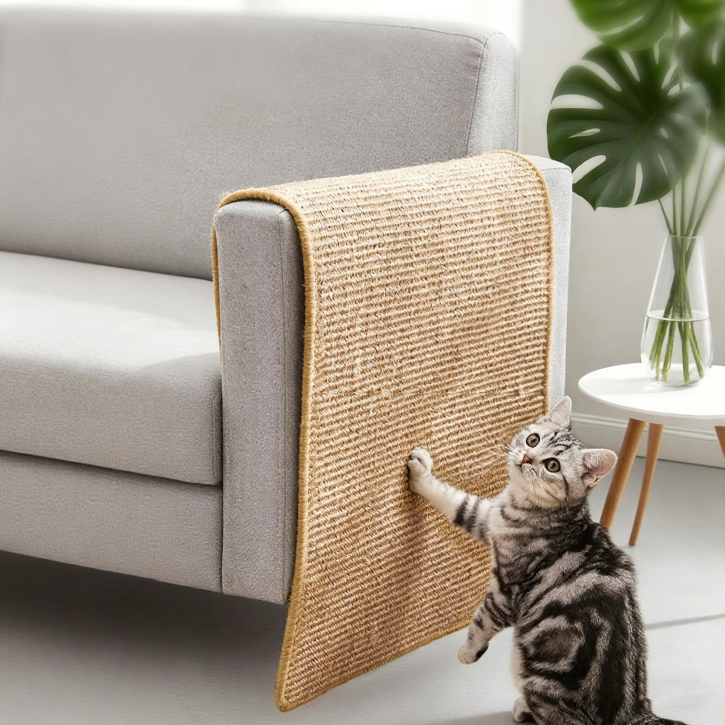 6 Pcs Cat Scratcher Mat, Sisal Fabric Cat Scratching Pad Scratch Mat for Cat with Adhesive Loop Tape Cat Scratch Pad Rug for Protect Wall Couch Carpet Window Perch (15.7x7.8 Inch)