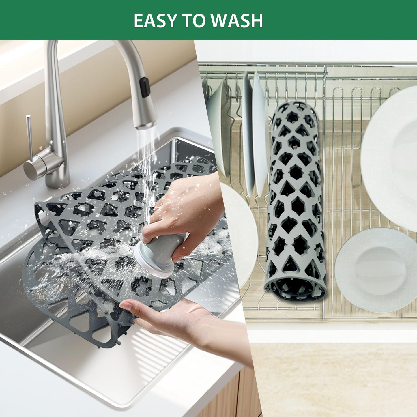 Sink Protectors for Kitchen Sink 13x11 &16x12 & 18x16 & 19x14 & 21x16 & 22x13 & 24x13 & 25x16 & 26x14 & 28x14 & 30x16, Silicone Sink Mat Grid (26"x14", Center Drain)