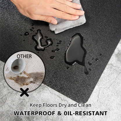 FURKIT Vinyl Floor Mat for Home，5'×7' Black Waterproof Area Mat for Under Dining Room Table, Sturdy Plastic Rug Protector for Kitchen, Living Room, Yard, Garage