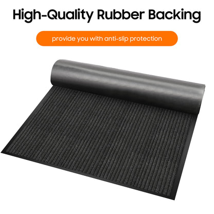 3x10FT Commercial Indoor Outdoor Door Mat Heavy Duty Front Door Mat Ultra Absorbent Muddy Dirt Resist Welcome Door Mats Rubber Backing Non Slip Doormat for Entryway High Traffic Area(Black)