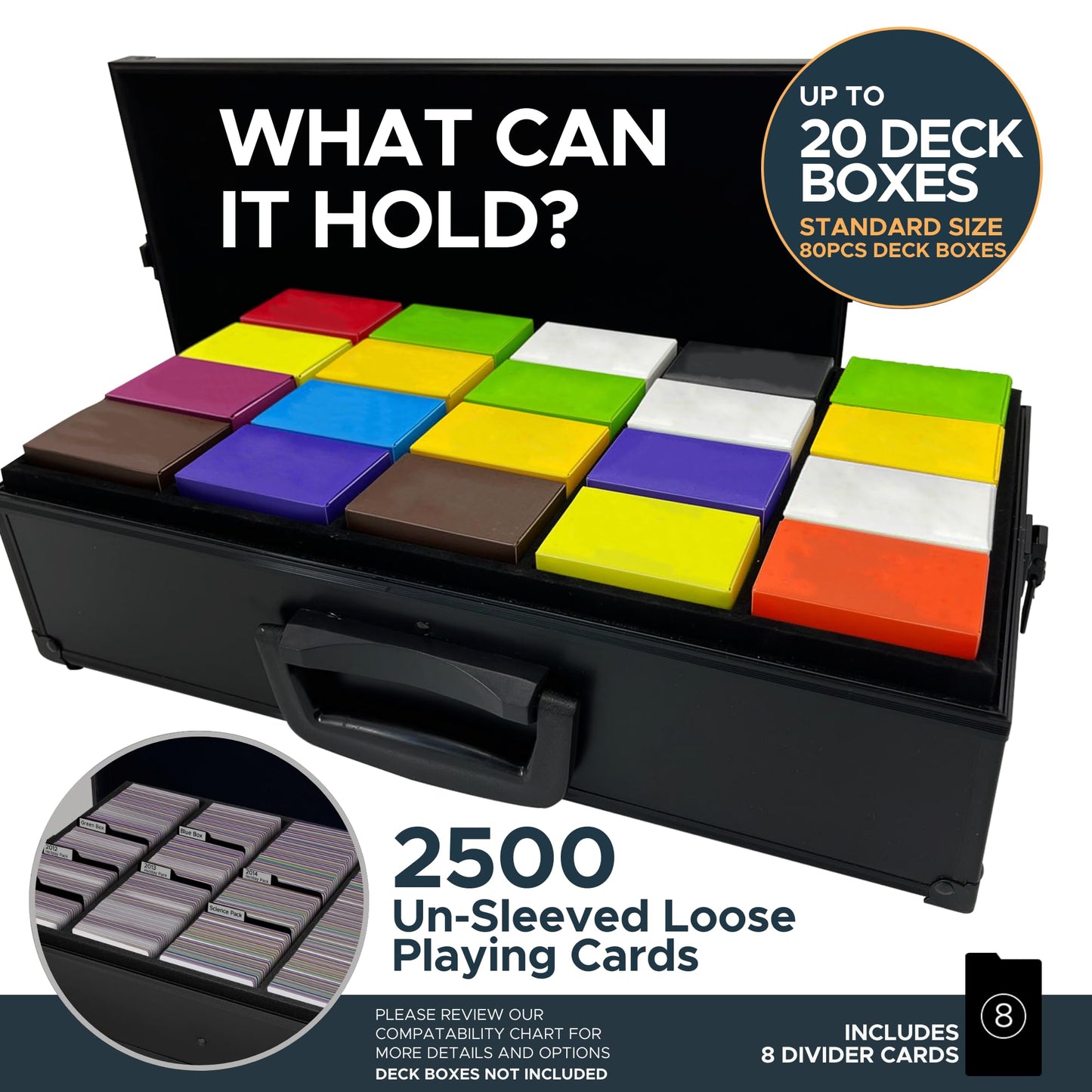 CardKingPro Game Card Storage Case (BBB/MTG Edition) | Suitable for Magic The Gathering, Yugioh, and Other TCG Etc (Game Not Included) | Includes 8 Dividers | Fits up to 2500 Loose Unsleeved Cards