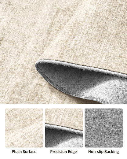 Art&Tuft Runner Rug Non-Slip - 2x12 Runner Rugs for Hallways, Washable Rugs Runners, Low-Pile, Soft Distressed Carpet Hallway Runner for Bedroom Bathroom Kitchen Laundry Living Room, Beige
