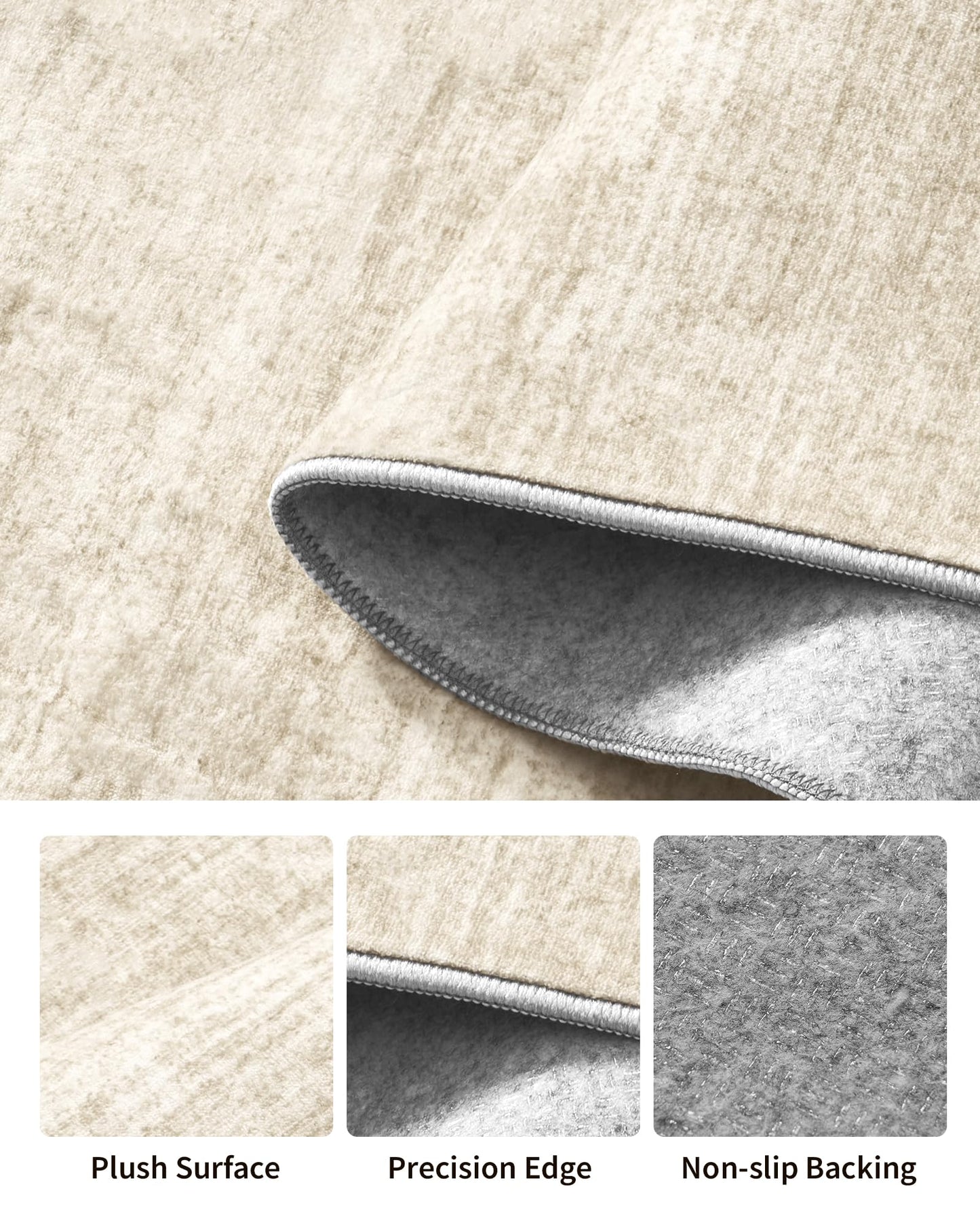 Art&Tuft Washable Runner Rug - 2x8 Hallway Runner Rug Non-Slip, Soft Low Pile Kitchen Rug Runners for Hallways, Entryway, Bedroom, Living Room, Beige