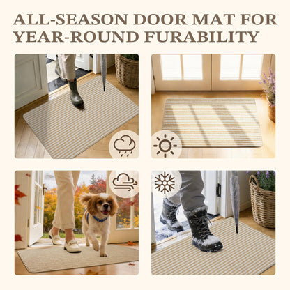 MatEssenz Pet-Friendly Indoor Door Mat - Premium Woven Muddy Paws Dog Mat, Machine Washable Entryway Rug with Durable Rubber Backing, Low Profile Inside Doormat for Dogs, Cats, 17"x29.5", Khaki