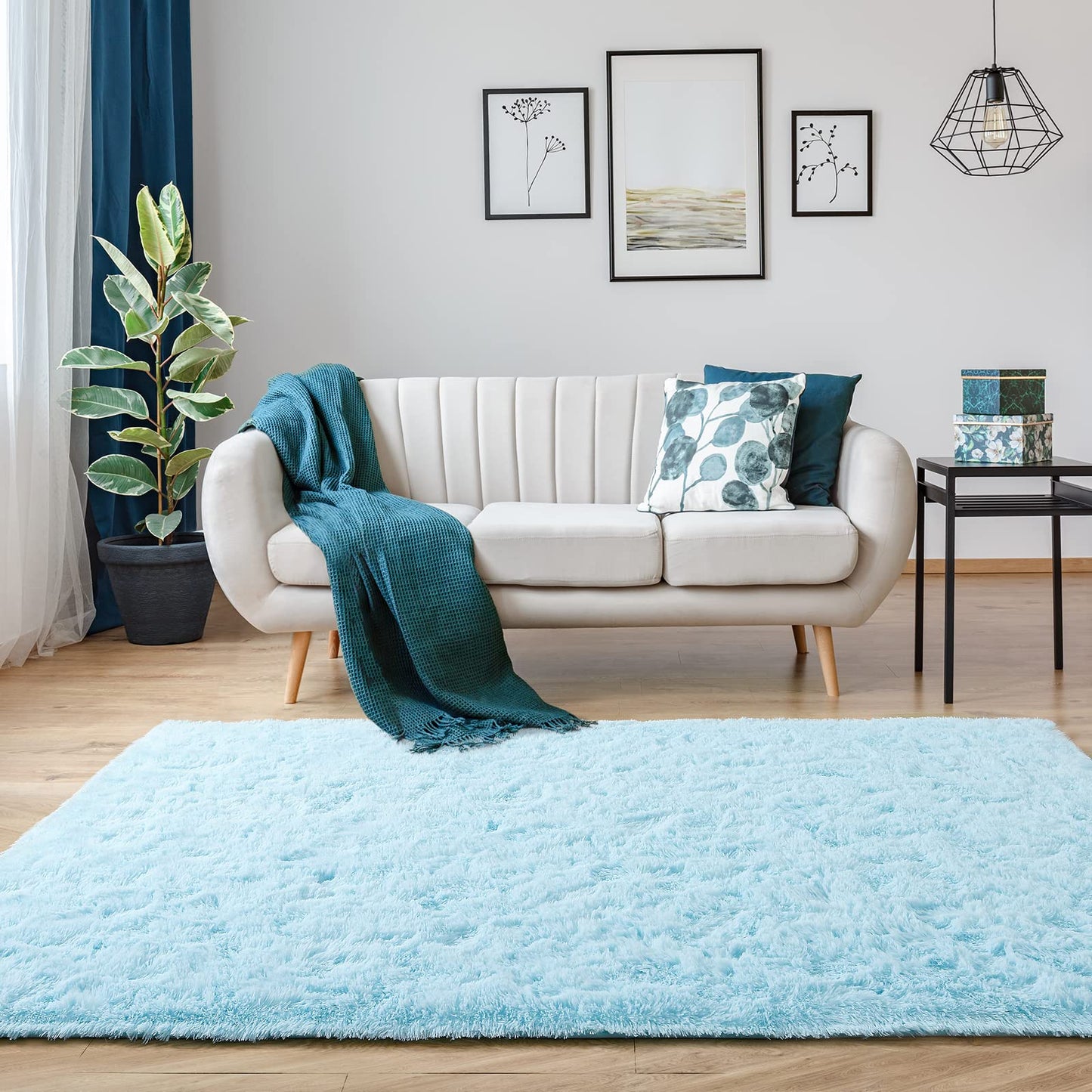 Kelarea Area Rug for Living Room, 3x5 Non-Slip Light Blue Rug Fluffy Soft Shag Rugs, Fuzzy Shaggy Plush Carpet for Bedroom, Nursery Rooms, Home Dorm