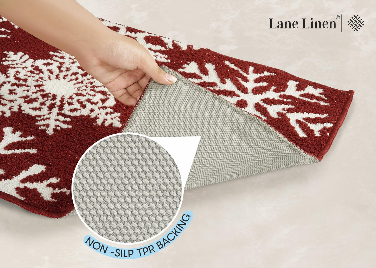 LANE LINEN Snowflake Premium Christmas Bath Rug Set 2 Piece, Extra Soft & Absorbent, Machine Washable Non Slip Shower Mat - 20'' x 32'' / 17'' x 24'' for Bathroom Floor