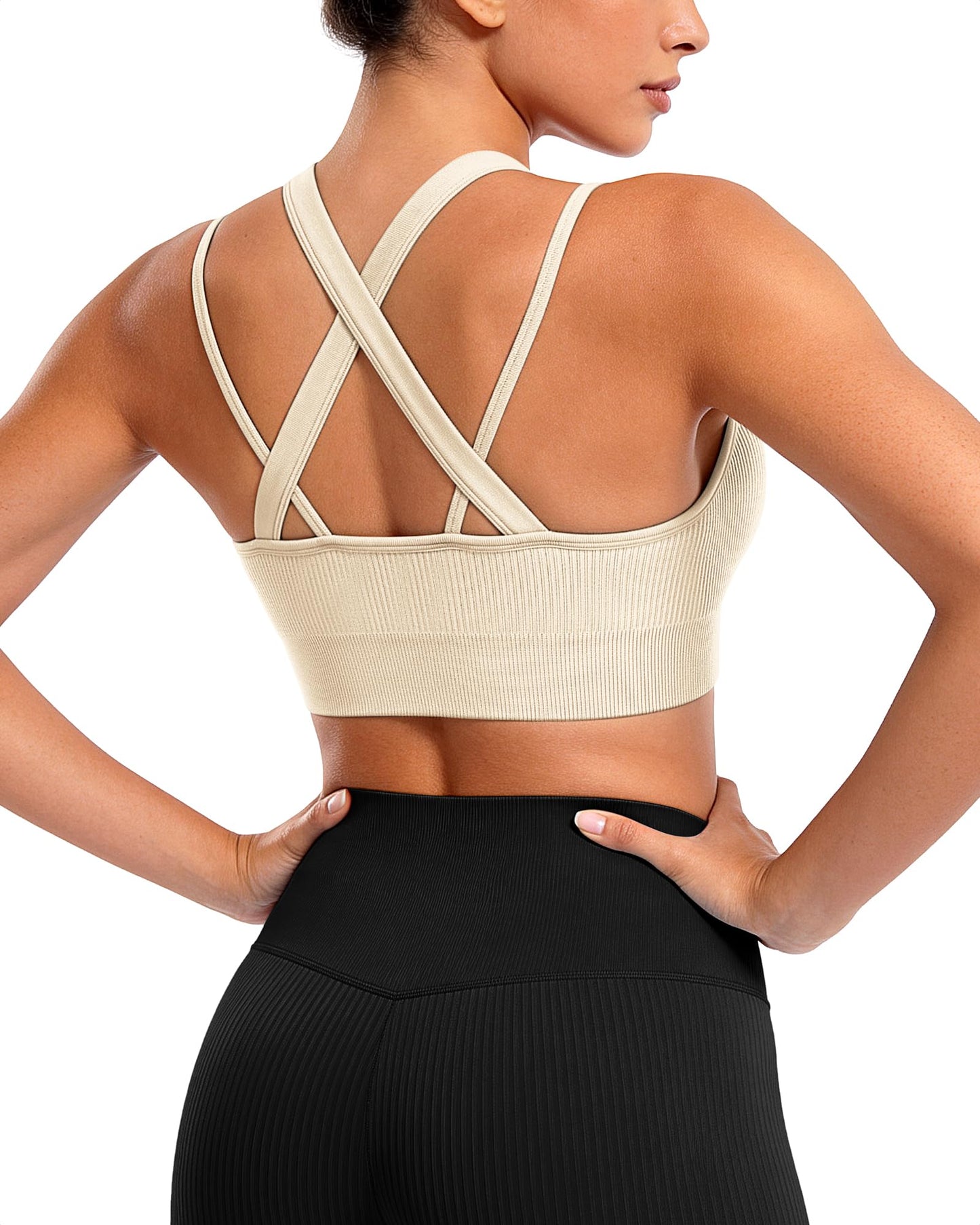 WANAYOU High Support Sports Bras for Women Cross Back Workout Sports Bra