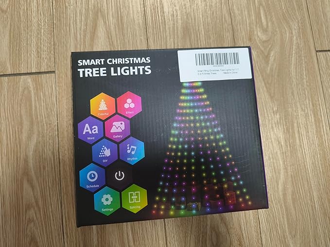 Smart Ring Christmas Tree Lights with Star Topper Indoor Outdoor - 6Ft x 20 Lines String 400 Optimum LED Easy App Control Images Color Changing Timer Remote Waterproof for 5 6 7 Ft Xmas Trees