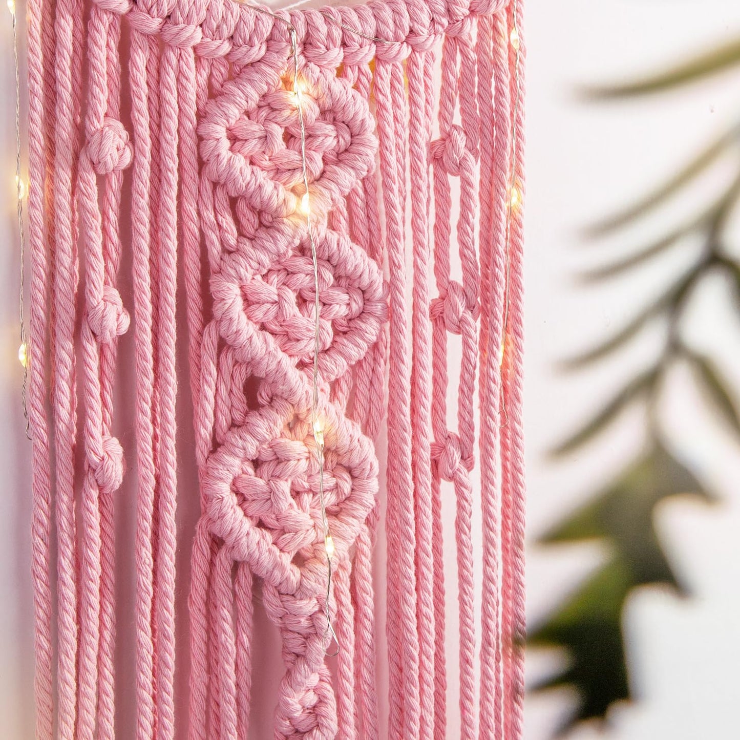 ANROYE Macrame Moon Dream Catcher for Girl, Pink Boho Crescent Dreamcatcher for Bedroom Adult, Handmade Kids Nursery Room Wall Hanging with Star Pendant for Teen, Bohemian Home Decoration Idea