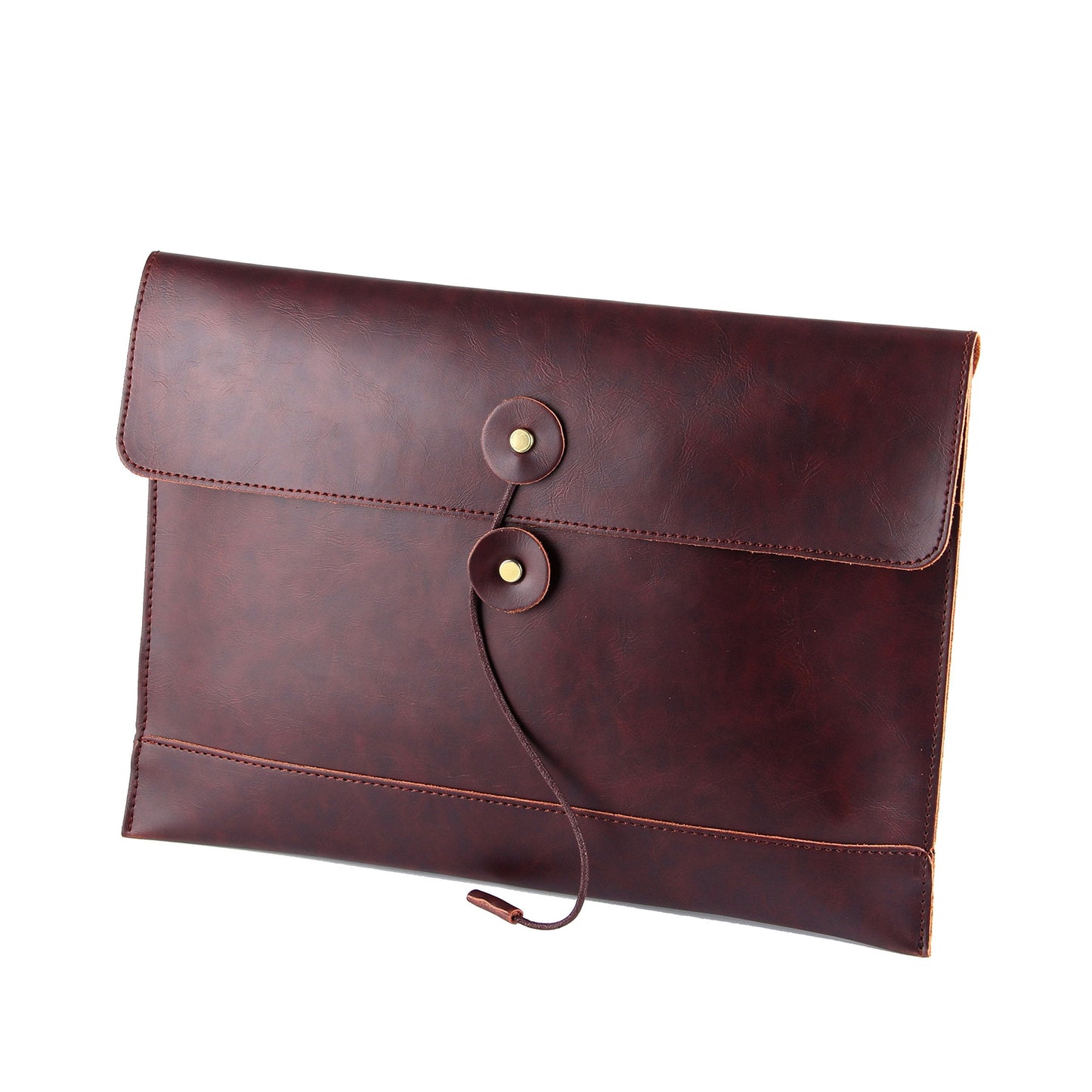 men woman pu leather multifunction office documents bags A4 paper file pouch envelope bag conference, Brown, 13.8"(L)x9.8"(H) x 0.2"(W)