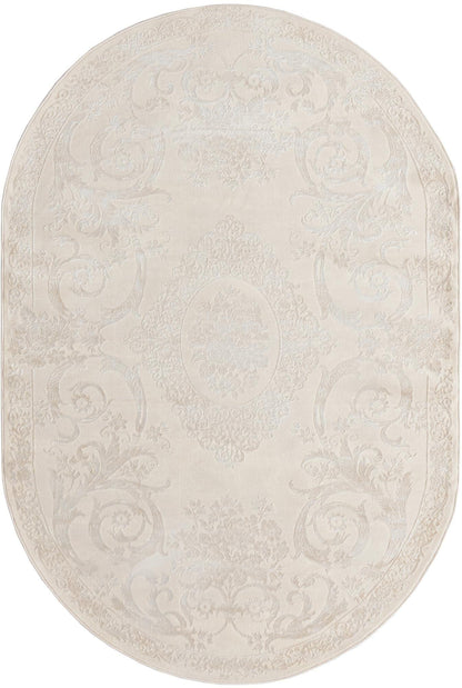 Unique Loom Finsbury Collection Area Rug - Diana (5' 3" x 8' Oval, Ivory/ Beige)