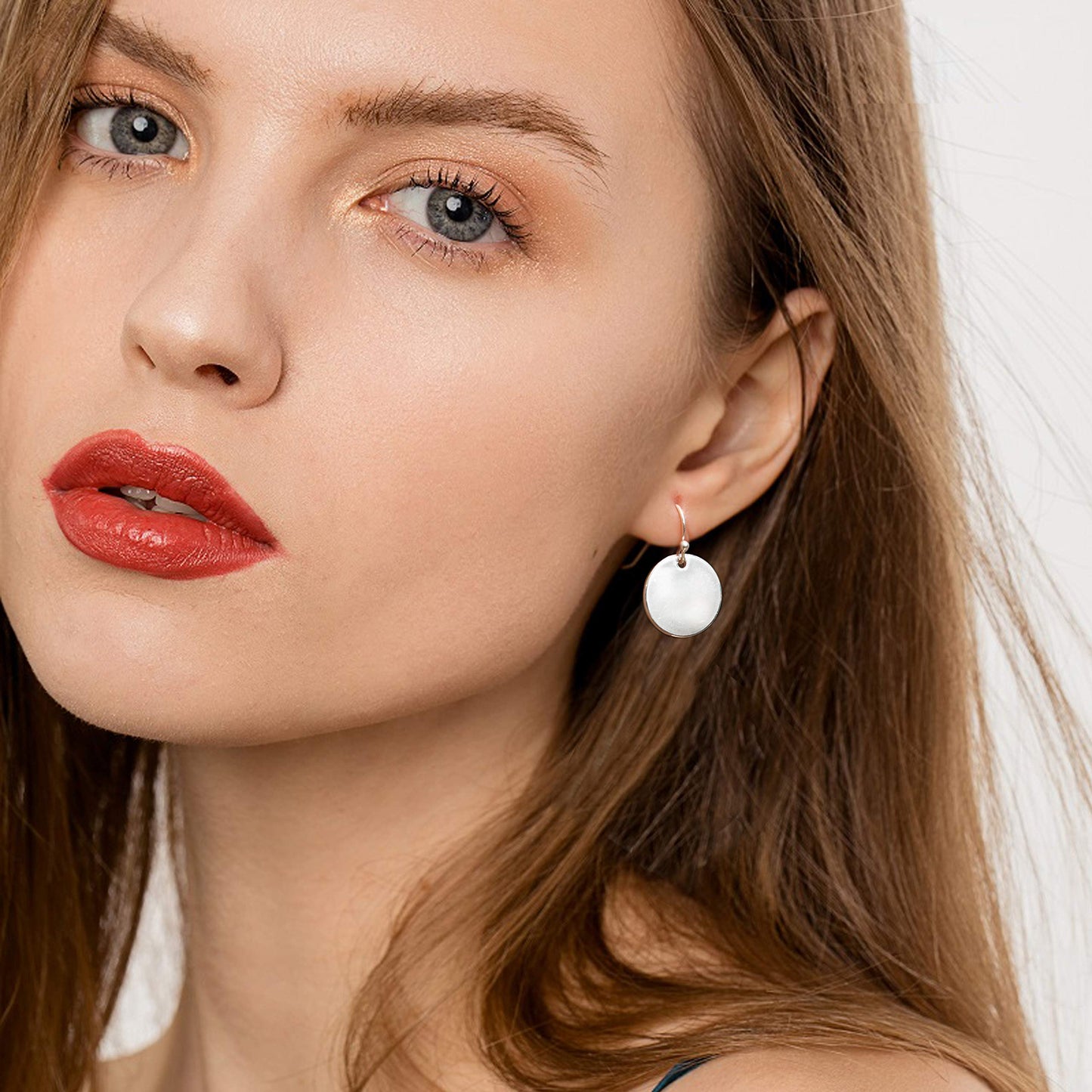 925 Sterling Silver Circle Disc Dangle Drop Earrings for Women Lightweight Small Round Hoop Statement Earrings Minimalist Jewelry