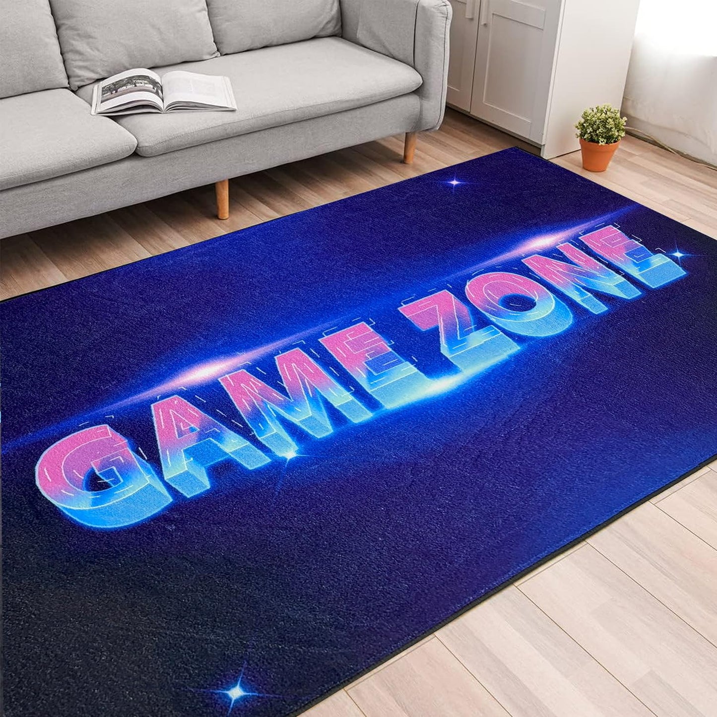 Gaming Area Rugs for Boys Cool Game Style Bedroom, Gamer Rug Boys Room Decor, Machine Washable, Video Games Bedroom Carpet for Teens, Controller Gamepad Player Standing Throw Doormats Yoga Mat 5'x7'