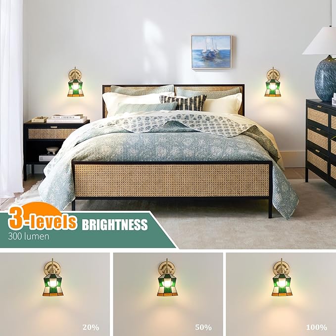Vintage Battery Operated Wall Sconce Set of 2 with Remote, Rechargeable Wall Lamp 3 Colors Dimmable, Brass Lights Fixture for Bedroom Bathroom Living Room Hallway Polygonal Checker