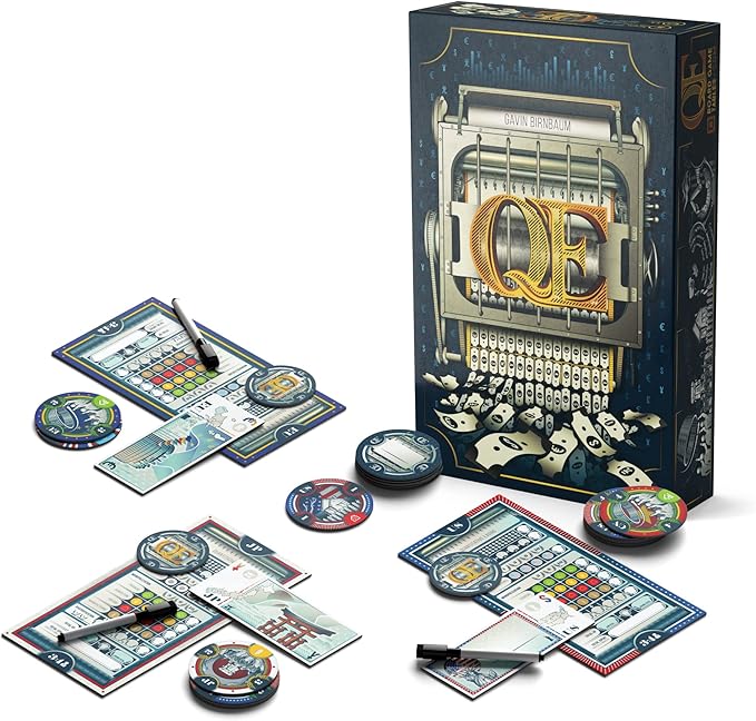 Allplay QE (Quantitative Easing) Board Game | Economic Auction Bidding Game for Families &amp Adults | 3-5 Players 30 Min Playtime Strategy Party Game with Unlimited Bidding