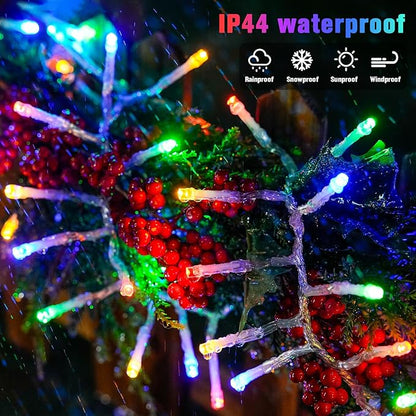 JMEXSUSS 400 LED Multicolor Cluster Lights Plug in, 20ft Christmas String Lights Outdoor Waterproof with Remote, 8 Modes Colorful Cluster Lights for Christmas Tree Wreath