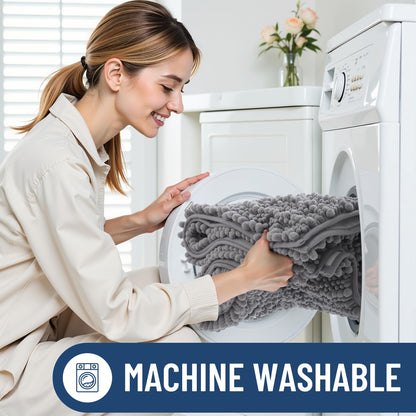 Smiry Bathroom Rugs Mat 30x20, Extra Soft Absorbent Chenille Bath Rugs, Non Slip Rubber Backing Machine Washable Quick Dry Bath Mats for Bathroom Floor, Tub, Shower, Home Decor Accessories, Grey
