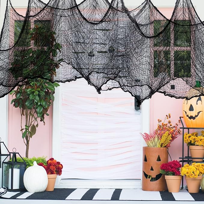 ZeeDix 9 Pack Halloween Creepy Cloth 30 x 75 Inch Spooky Scary Gauze Cloth Creepy Cheesecloth for Halloween Party Supplies Outdoor Yard Home Wall Doorways(Black, White, Purple)