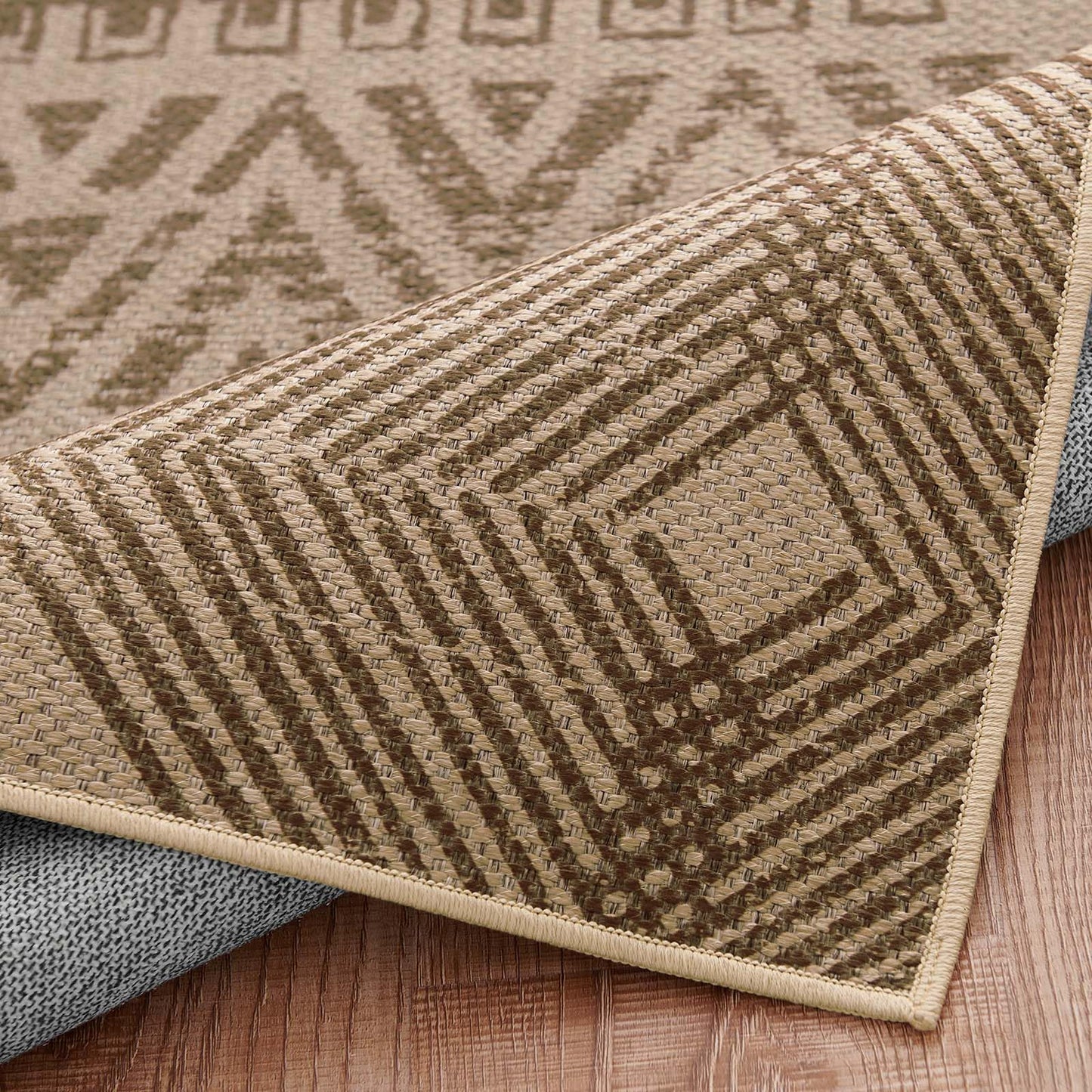 jinchan 8x10 Washable Faux Jute Area Rug, Boho Southwestern Geometric Natural Fiber Look Floor Mat, Low-Pile Non-Slip Large Outdoor Rug for Living Room Dining Room Patio, Natural Taupe