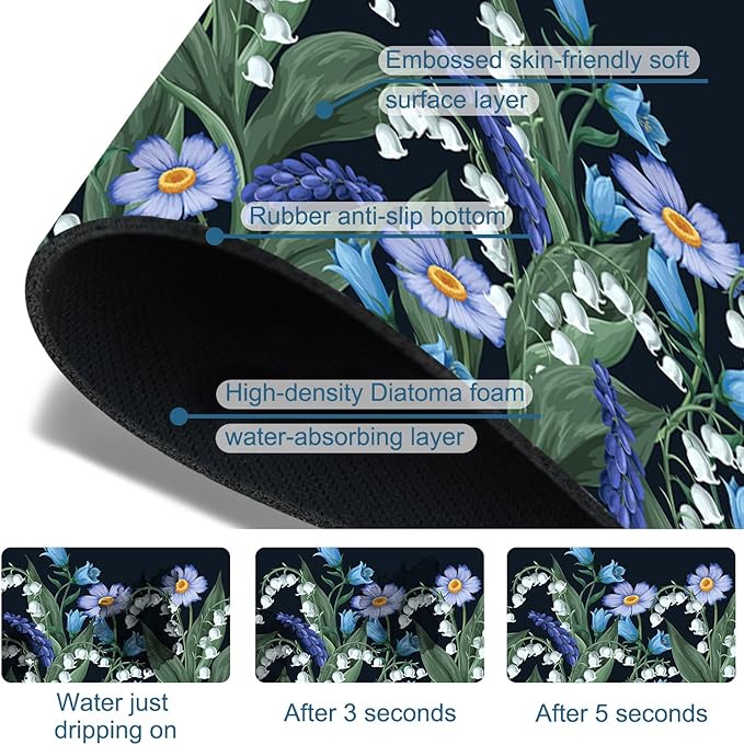 Blooming Lilies Kitchen Sink Splash Guard Faucet Mat Valley Lilies Flowers