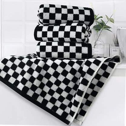 Jacquotha Black and White Hand Towels 4 Pack, Cotton Decorative Bathroom Hand
