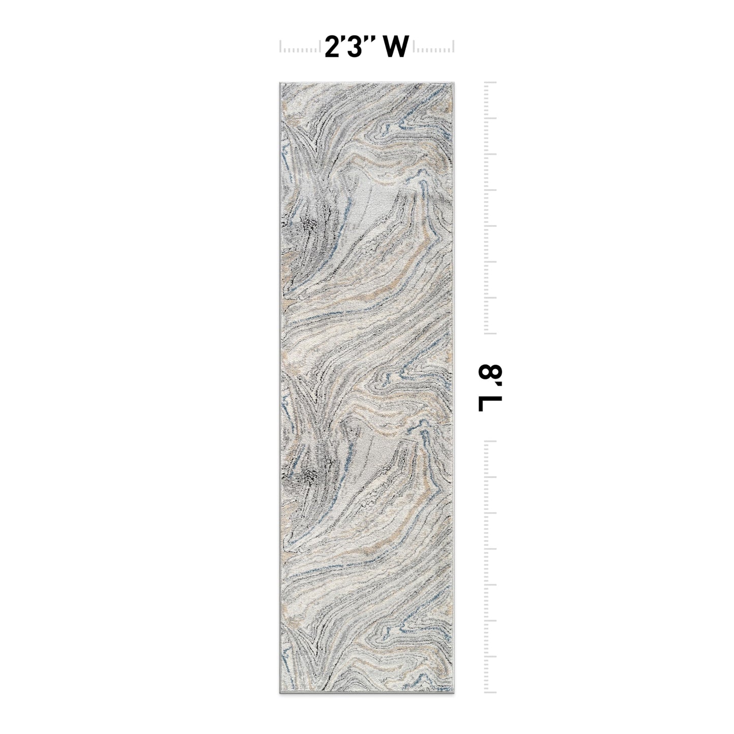 Rugshop Marble Swirl Distressed Gray Area Rug Modern Indoor Rug for Living Room, Bedroom, or Dining 2' 3" x 8' Runner Ideal for Hallway, Kitchen, Entryway, or Behind the Sofa