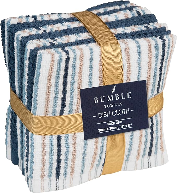 Bumble Premium Dish Cloths Towel 12"x12" | 100% Natural Ring Spun Cotton Tea