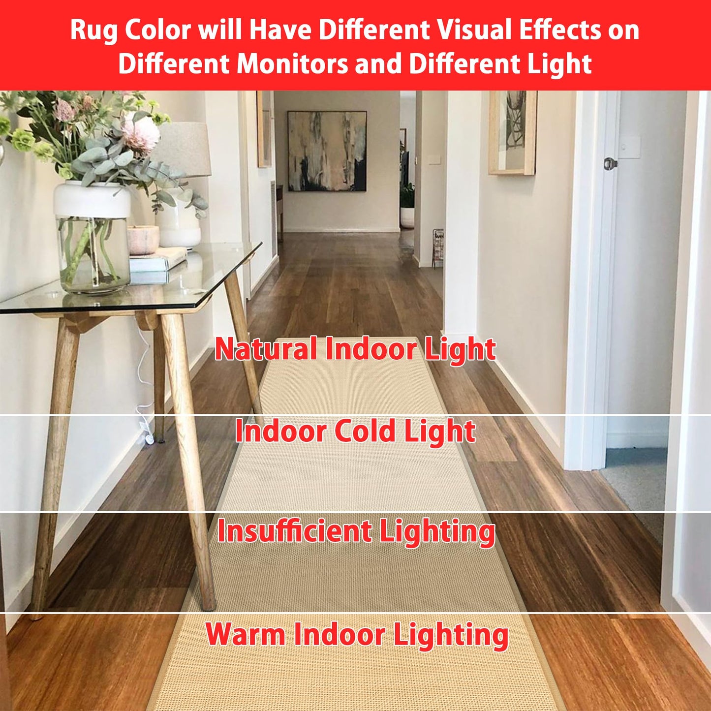 GOYLSER 12 Foot Kitchen Floor Runner Kitchen Sink Floor Mat with Rubber Backed, Absorbent Laundry Room Mat, Beige Hall Runner Long Non Slip