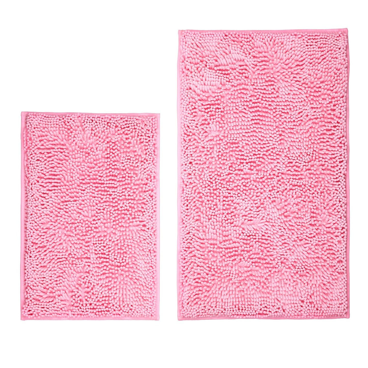 Xmecyino Bathroom Rugs Sets 2 Piece Washable, Luxury ，Chenille Bath Mat Set, Soft Plush Anti-Slip Rectangular Bath， Rug Super Absorbent. (Pink, 32"x20"+24"x16")