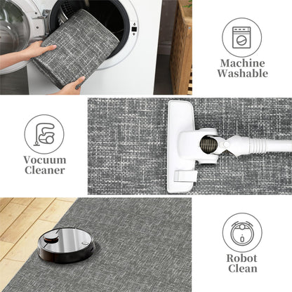 Garvee Modern 6x9 Living Room Rug Solid Color Throw Rugs with Rubber Backing Washable, Non Shedding Stain Resistant Textured Mats Low Pile Soft Neutral Carpet for Bedroom Nursery Bathroom, Grey