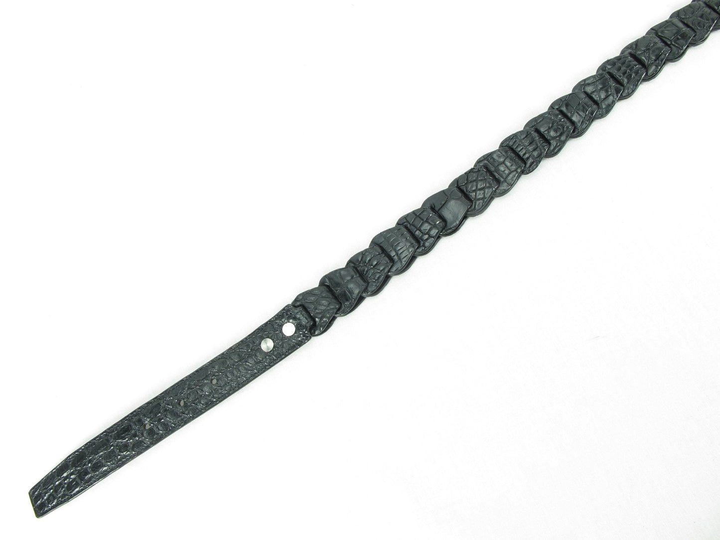 Pelgio Genuine Crocodile Skin Leather Women's Handmade Chain Belt 46" Long (Black)