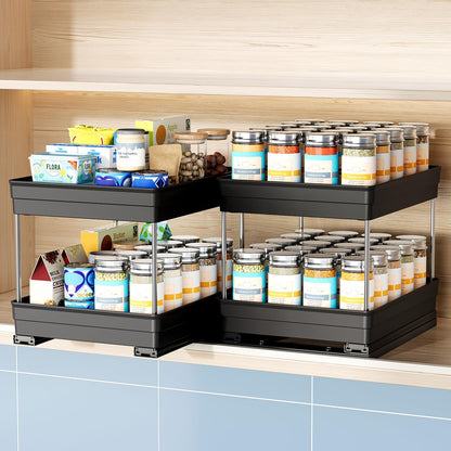 Nieifi Spice Organization for Cabinet-Vertical Spice Rack Pull Out-Spice Rack Organizer for Cabinet-4-1/3 inch Wide-Seasoning Kitchen Organizer-4.3" W x 10.6" D x 8.7" H-2 Pack-2 Tier