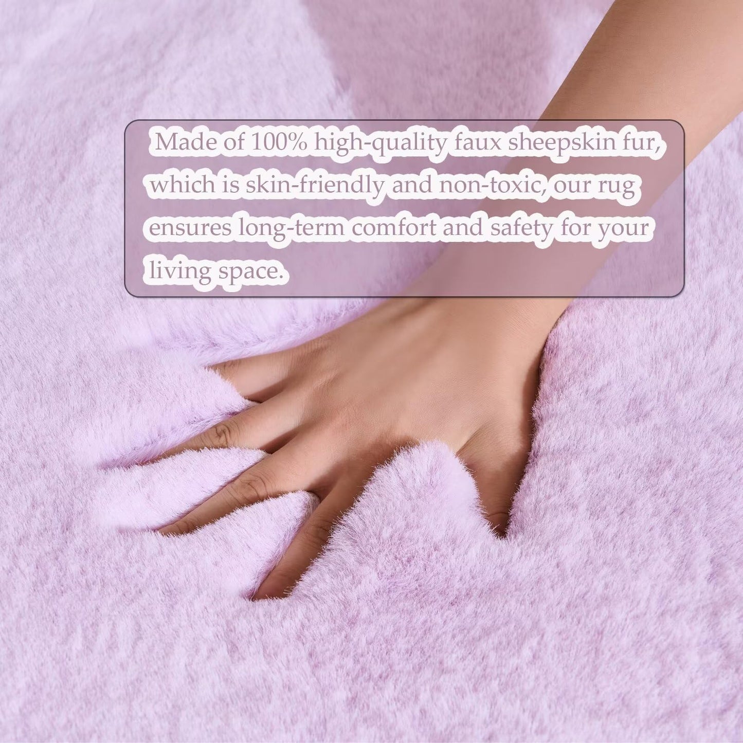 Animebody 1700GSM Fuzzy Faux Sheepskin Fur Area Rug,Extra Soft Faux Fur Mat,Fluffy Shaggy Fur Rug for Bedroom Living Bedside Rug Room Decor-Lavender, 2 x6 ft